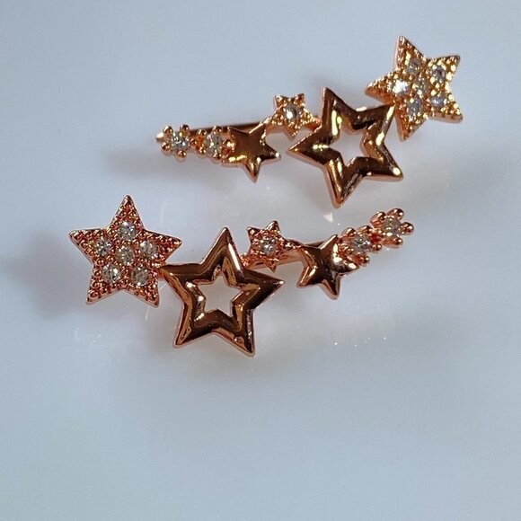 Rose Gold Shooting Stars Climber Earrings - Picture 6 of 10